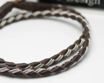 Bracelet sâme 2 tours FENG | fabriqué en suède | bijoux de Laponie saami | bracelet en cuir | Conception AC | pour femmes et hommes | empilable