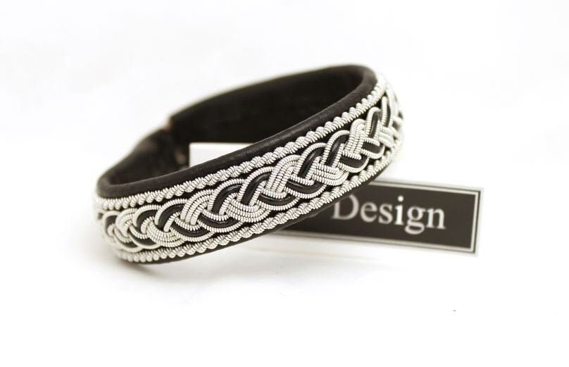 Sami bracelet TYRFING handmade from reindeer leather and pewter wire, viking bracelet for female and male, lapland bracelet, nordic armband