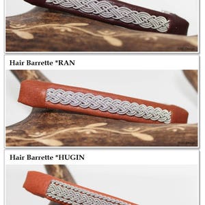 Hair clip OTTER,RAN and HUGIN in genuine leather.