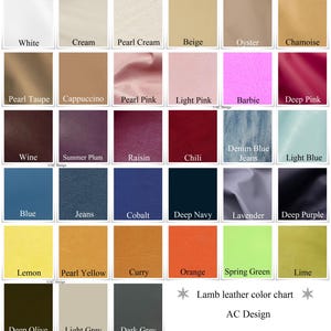 Lamb leather color chart with 33 stylish colors for your hair barrette.