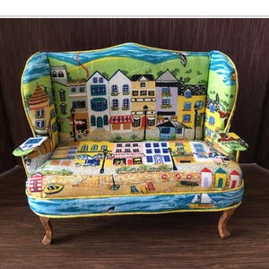 Puppenhaus 1/12 Sofa Couch Couch. Handgefertigt. Pan Miniatures Seaside Strandhütte