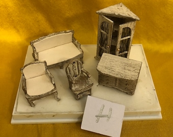 1/48th dolls house complete set furniture  Handmade Pan Miniatures