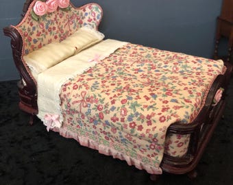 1/12th scale  Double bed  . Good Quality JiaYi Handcrafted  by Pan Miniatures