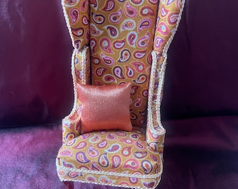 1/12th 1:12 dolls house scale  Tall sided quirky fantasy Armchair   Handmade  Pan Miniatures