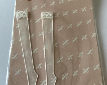 1/12th Dolls house . White Pair ladies stockings for  shop display , ladies bedroom display . Handmade Pan Miniatures