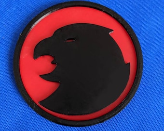 Hawkgirl inspired belt buckle motif/plaque