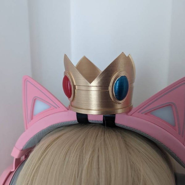 Princess Peach Inspired Headset Headphones Crown Streamer Accessory