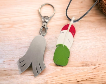 Silver and Rainbow Wing Accessory Keychain or Necklace