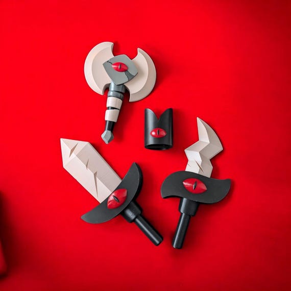 Crusader Lamb Kit - Crown and Horns Set with Mini Axe, Dagger and Blade Cosplay Accessories - Cult of the Lamb Inspired Costume Props