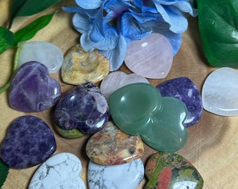 Crystal Heart Worry Stone - Self Love and Peace Mineral - Healing Crystals- Altar - Meditation