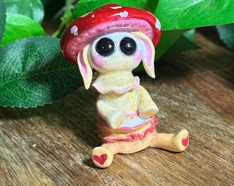 Mushroom Forest Spirit Sculpture: Polymer Clay Art Decor