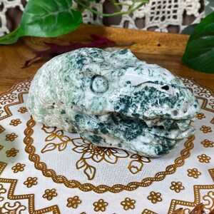 Moss Agate Dinosaur Carving- Moss Agate - Healing Crystals - crystal carving - Dino - Crystals - Prehistoric Home Decor