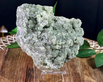 Prehnite Epidote Specimen: Raw Healing Crystal Statement Piece