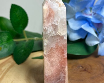 Pink Amethyst Flower Agate Crystal Tower: Healing Stone (5 inch)