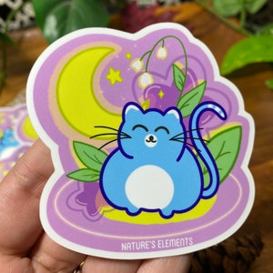 Magical Cat Sticker - Natures Elements Original Design- Laptop and Bumper Stickers - Stationary - Magical Floral Cat - Cute