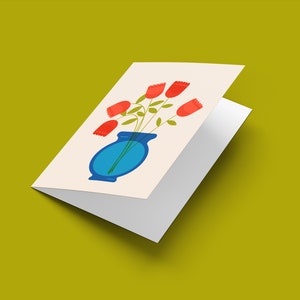 valentines card - tulips - flowers - i love you - greeting card with envelope