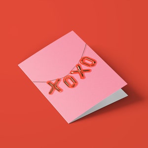 carte de Saint-Valentin - ballons xoxo - jolie Saint-Valentin - je t'aime - carte de voeux avec enveloppe