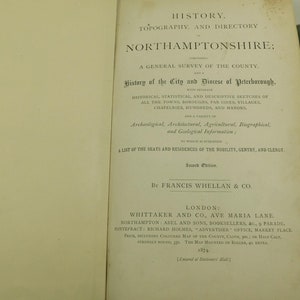 Antique History Topography Directory Of Northamptonshire Book F Whellan 1874 HB (17385)