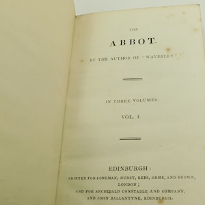 Antique Walter Scott Waverley The Abbot 3x Volume Book Set First Edition 1820 (16579)
