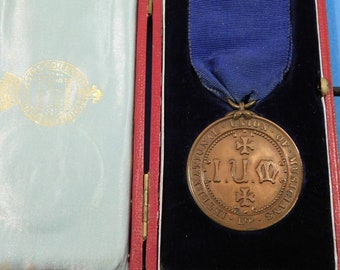 Antique Edwardian International Union Of Musicians Ltd Bronze 1907 Medal & Box (14165)