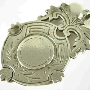 Antique Victorian Solid Silver Pocket Watch Chain Medal Fob 1894 Hallmark (15537)