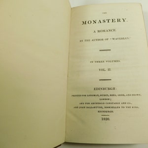 Antique Walter Scott Waverley The Monastery 3 Volume Book Set First Edition 1820 (16582)