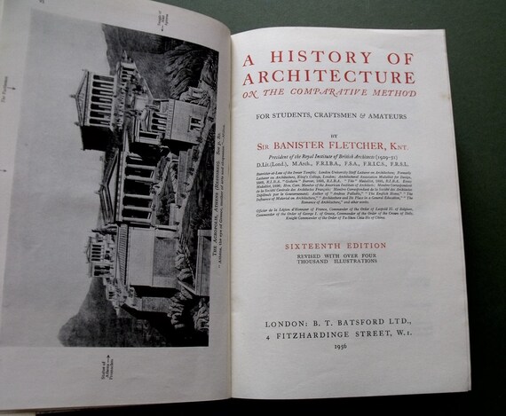 Vintage Book History Of Architecture B Fletcher 1956 B W Etsy