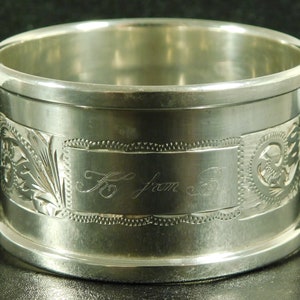 Vintage Solid Sterling Silver Serviette Napkin Ring By Henry Griffith 1966 (17040)