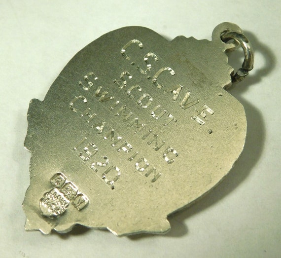 Antique Solid Sterling Silver Pocket Watch Fob Me… - image 2