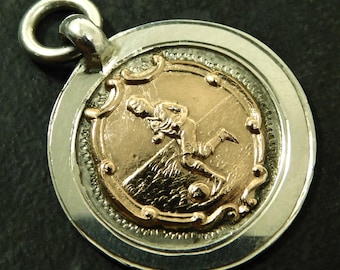 Zegarek piłkarski Albert ze srebra próby 925, łańcuszek, medalion, rocznik 1934, pusty (17813)