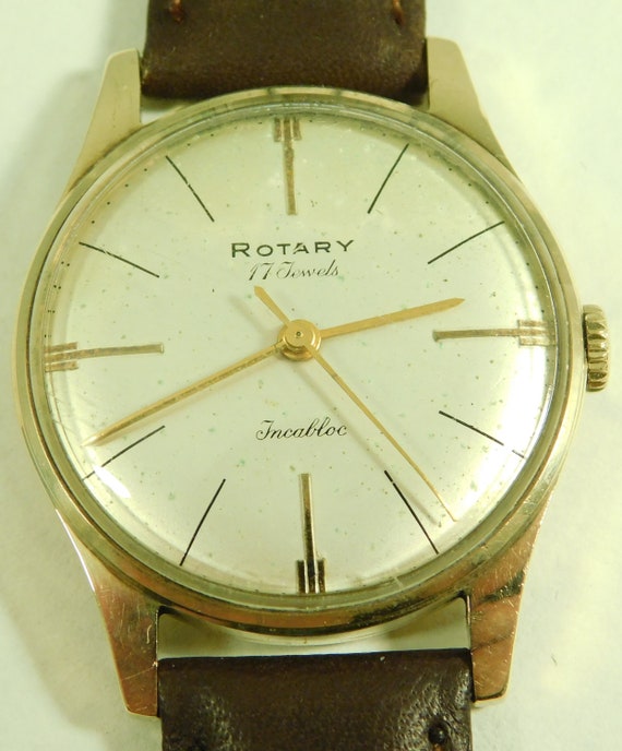 Working Vintage Mans 9ct Solid Gold Rotary 17 Jewel Wristwatch 1960 Peseux 355 15089 Etsy