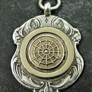 Vintage Solid Silver Darts Design Pocket Watch Chain Medal Fob Hallmarked 1948 (14099)