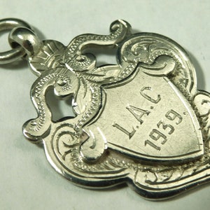 Vintage Solid Sterling Silver Pocket Watch Albert Chain Fob Medal 1937 Hallmarks (16817)