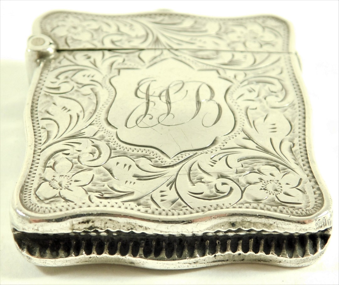 Antique Solid Sterling Silver Match Safe Vesta Case Ivy Swag Design ...