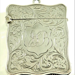 Antico porta fiammiferi in argento massiccio Vesta Case Ivy Swag Design 1911 (16155)