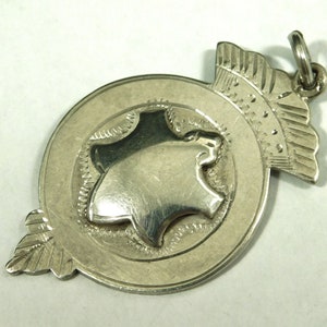 Vintage Solid Sterling Silver Pocket Watch Albert Chain Fob Medal - 1950 (16812)