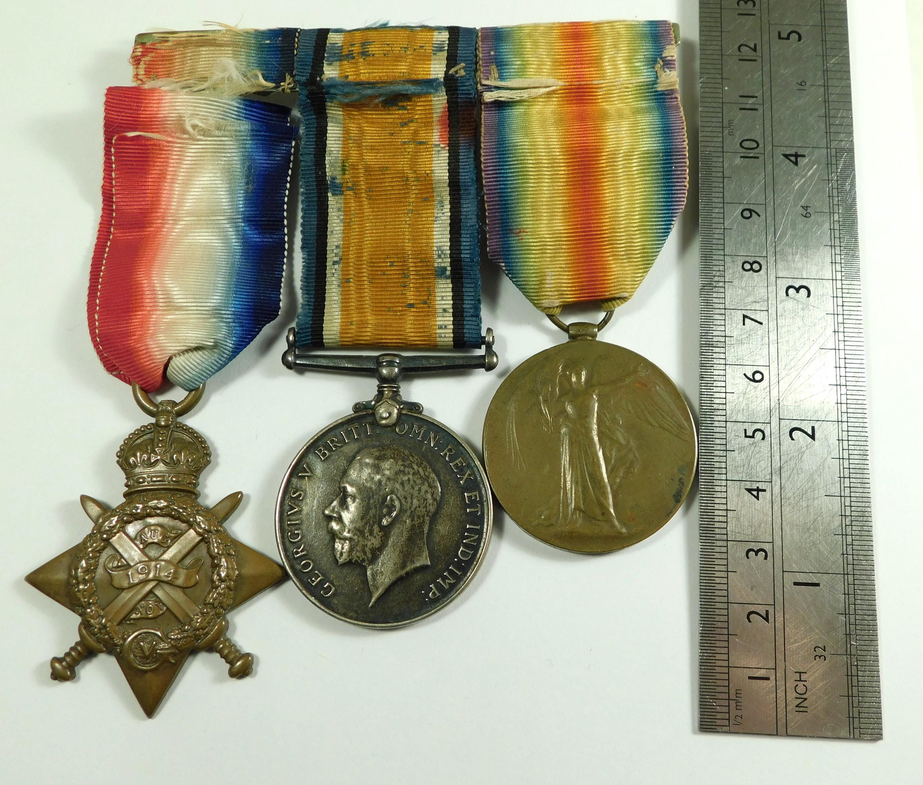 WW1 WWI World War One War Medal Mons Trio Gnr G.H. Parrish RFA