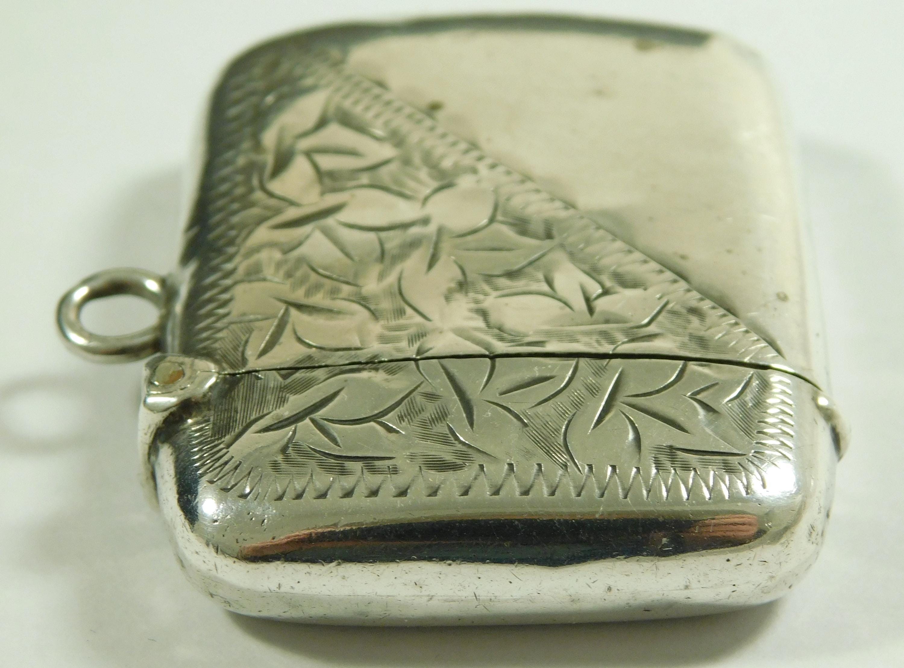 Antique Solid Sterling Silver Vesta Case Matchsafe 1910