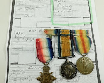 WW1 WWI World War One War Medal Mons Trio Gnr G.H. Parrish RFA