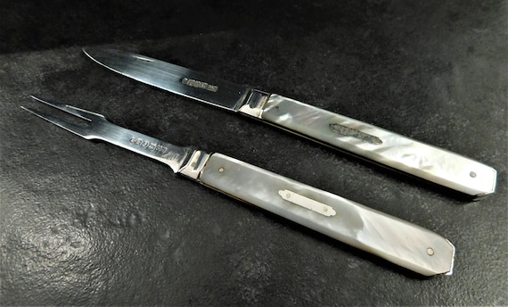 Sterling Silver & Mother of Pearl Handled Fruit Knife and Fork Set
