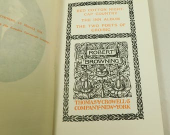 Robert Browning Country Inn rote Baumwollnachtmütze Album Antique Poetry Verse Book (17526)