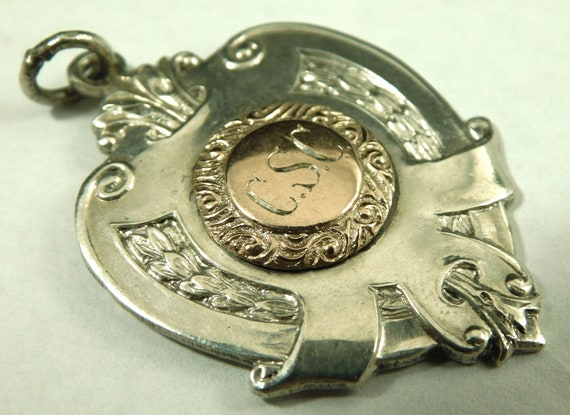Antique Solid Sterling Silver Pocket Watch Fob Me… - image 5