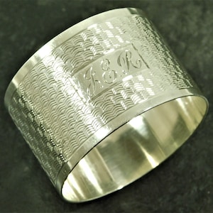 Vintage Solid Sterling Silver Art Deco Engine Turned Napkin Serviette Ring 1943 By E Houlston (15662)