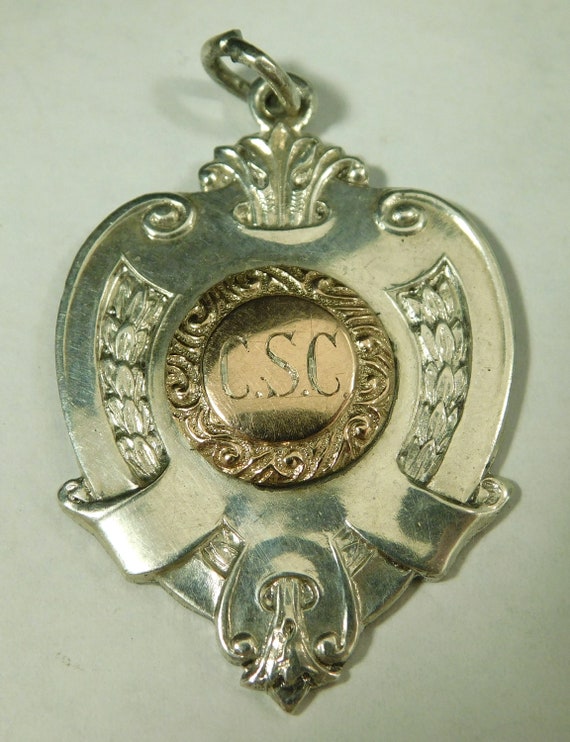 Antique Solid Sterling Silver Pocket Watch Fob Me… - image 7