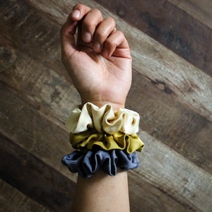 Handmade Luxury Linen Satin Scrunchies – Naturally Dyed Elegance