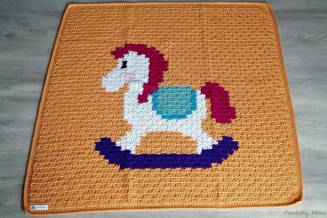 Rocking horse baby blanket baby crochet blanket C2C baby Etsy