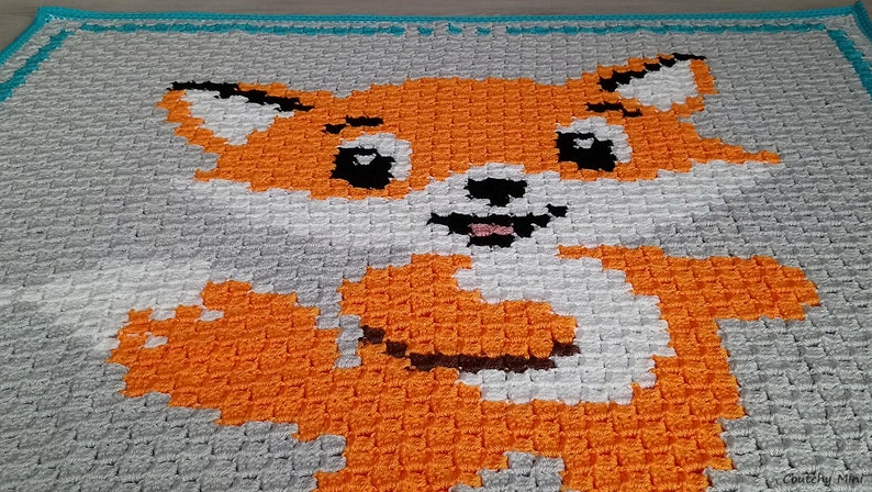 Fox baby blanket C2C baby blanket baby crochet blanket baby boy blanket baby girl blanket baby gift shower gift personnalized blanket