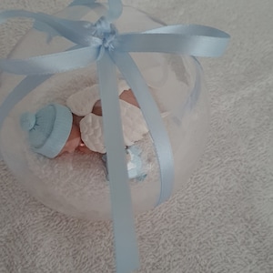 Handgemachte Ooak Engel Gedenkkugel Baby Verlust Junge mit Teddy Polymer Fimo