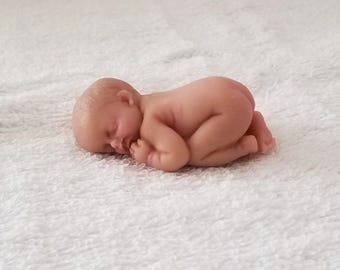Handmade Ooak polymer fimo clay sleeping baby cake topper, baby shower, gift