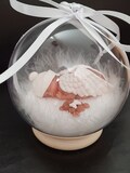 Handmade Ooak Angel feathers memorial bauble Baby loss with teddy polymer fimo